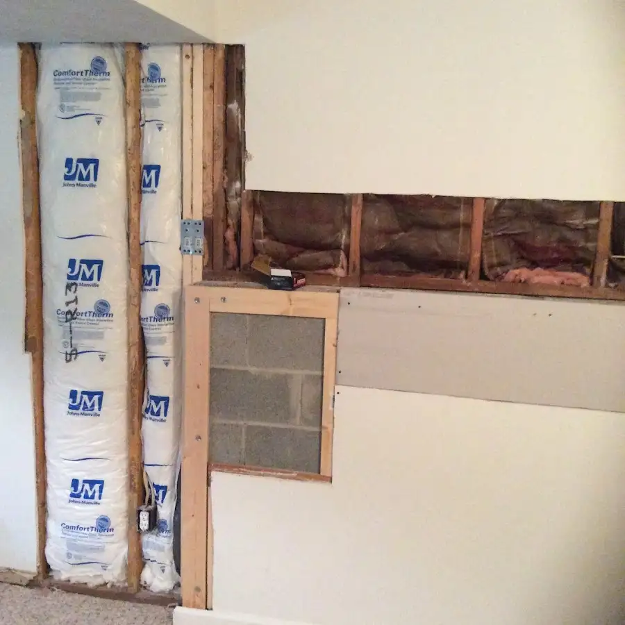 Wall insulation replacement during Contents Cleaning & Restoration in River Vale